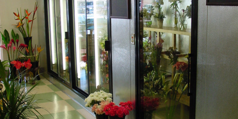 Custom Flower Display Box with Glass Display Sliding Door from Commercial Cooling Par Engineering Inc.