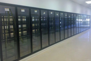 Walk-in Cooler Box with Glass Display Doors and Shelving for Grocery Store Commercial Cooling Par Engineering Inc
